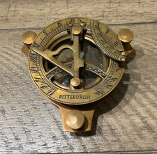 Vintage Maritime Nautical Brass Pittsburgh Compass Sun Dial Sundial