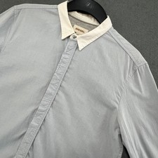 Diesel Blue White Shirt Mens Medium Hidden Button Smart Casual Diesel Blue White Shirt Mens Medium Hidden Button Smart Casual
