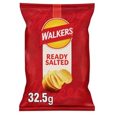 50 x 32.5g Walkers Ready Salted Crisps | Bulk Box Multipack Snacks 1.625kg