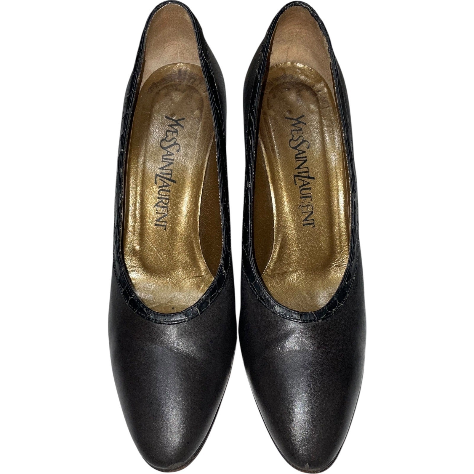 Tacchi a pompa vintage YVES SAINT LAURENT in pelle nera con bordo in pelle misura: 6 5