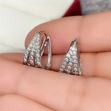1.50 Ct Round Cut Moissanite Women's Huggie Hoop Earrings 14k White Gold Plated