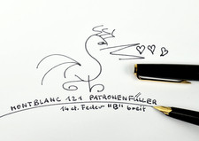 Montblanc 121 Classic pióro nabojów, czarne, 18ct. Złote pióro "B".   (F41)