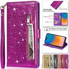 Custodia cellulare per iPhone 17e 16e 15 14 13 12 Pro Max pelle glitter portafogli custodia