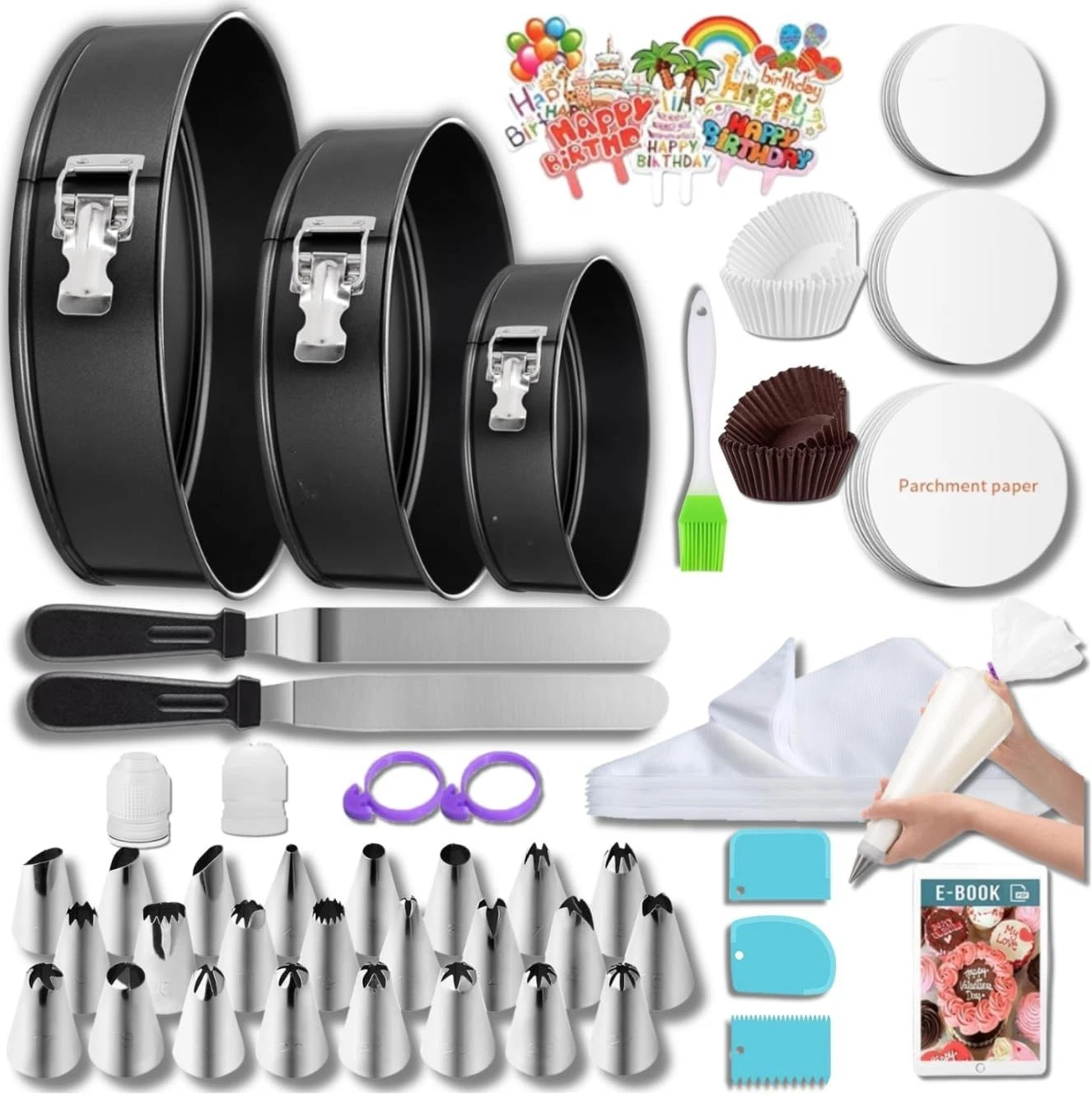 Cake Pan Set with Non-Stick Springform Pans 6 8 10 Inches Baking and Decorating