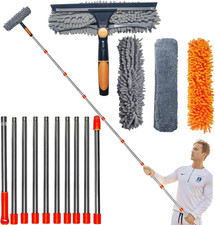 20 ft Reach Squeegee Window Cleaner Duster 2 in 1 Rotatable Orange