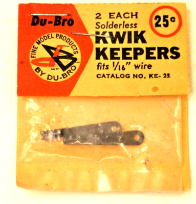 Vintage Du-Bro Solderless Kwik Keepers  No. KE-25  For R/C Models New