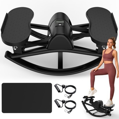 Lateral Stepper Machine Rocking Stair Stepper with Resistance Bands LCD Monitor