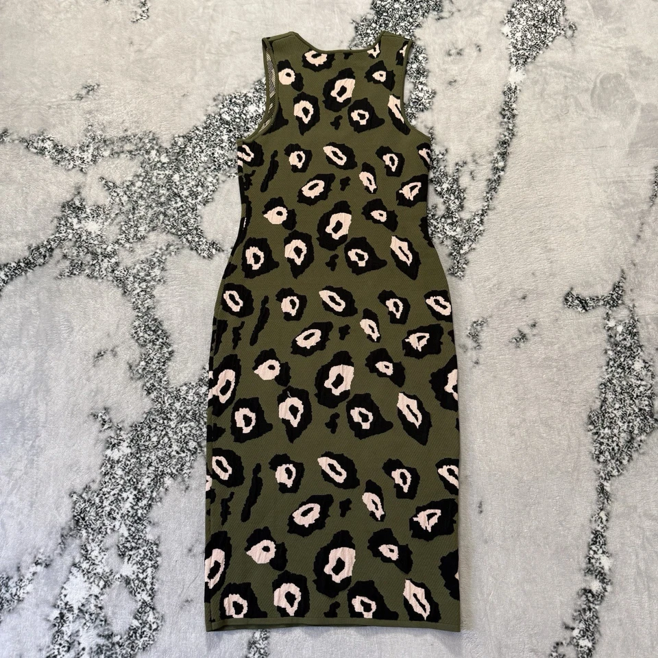 Vestido John Jenn para mujer talla M verde estampado de leopardo múltiple elástico ceñido al cuerpo tejido Foto 2 de 4
