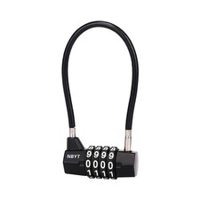 NBYT Steel Cable Rope 4-Digit Combination Padlock, Cabinet Door Handle Padloc...