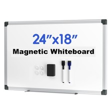 Magnetic Dry Erase White Board for Wall 24" 18"- 1 Eraser, 2 Markers, 4 Magne...