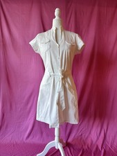 Women’s Vintage White Safari Shirt Dress – Size M