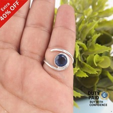 Valentines Deal 925 Silver London Blue Topaz Stone Sister New Band Art Deco Ring