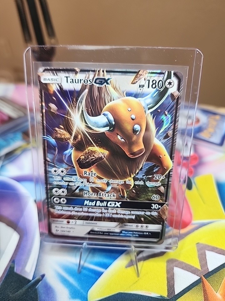 Pokemon Card Tauros GX 100/149 Sun & Moon Base Holo Ultra Rare NM