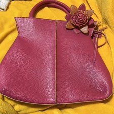 Mellow World Pink Handbag with pink leather flower