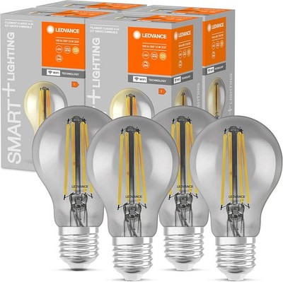 4 x Ledvance LED Smart+ Filament Birne 6W = 44W E27 Rauchglas Warmweiß Dimmbar