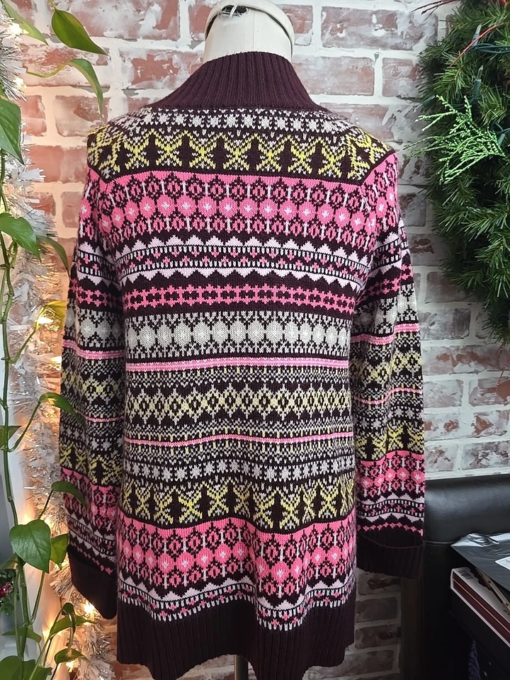 New York & Co Womens Sweater Sz Medium Multicolor Long Sleeves Mock Neck - Image 4 of 4