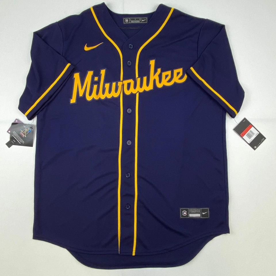 Autographed/Signed Christian Yelich Milwaukee Brewers Blue Alt Jersey JSA COA - Image 4 of 4
