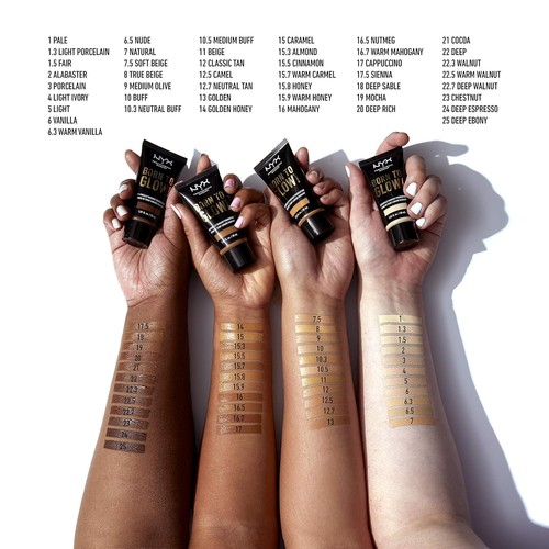 NYX PROFESSIONAL BORN TO GLOW FOUNDATION MAKE-UP GRUNDIERUNG- MEDIUM OLIVE - Bild 3 von 6