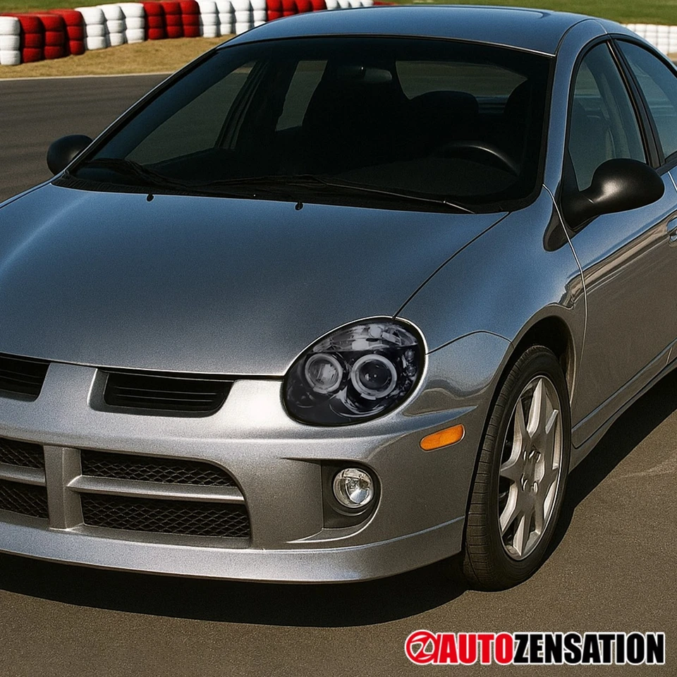 Fit 2003-2005 Dodge Neon Black Smoke LED Halo Projector Headlights Headlamps — 第 3/4 张图片