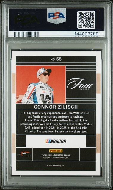PSA 10 2025 Panini Turn Four NASCAR #55 Connor Zilisch True Rookie 74/75 RC SP! view 2