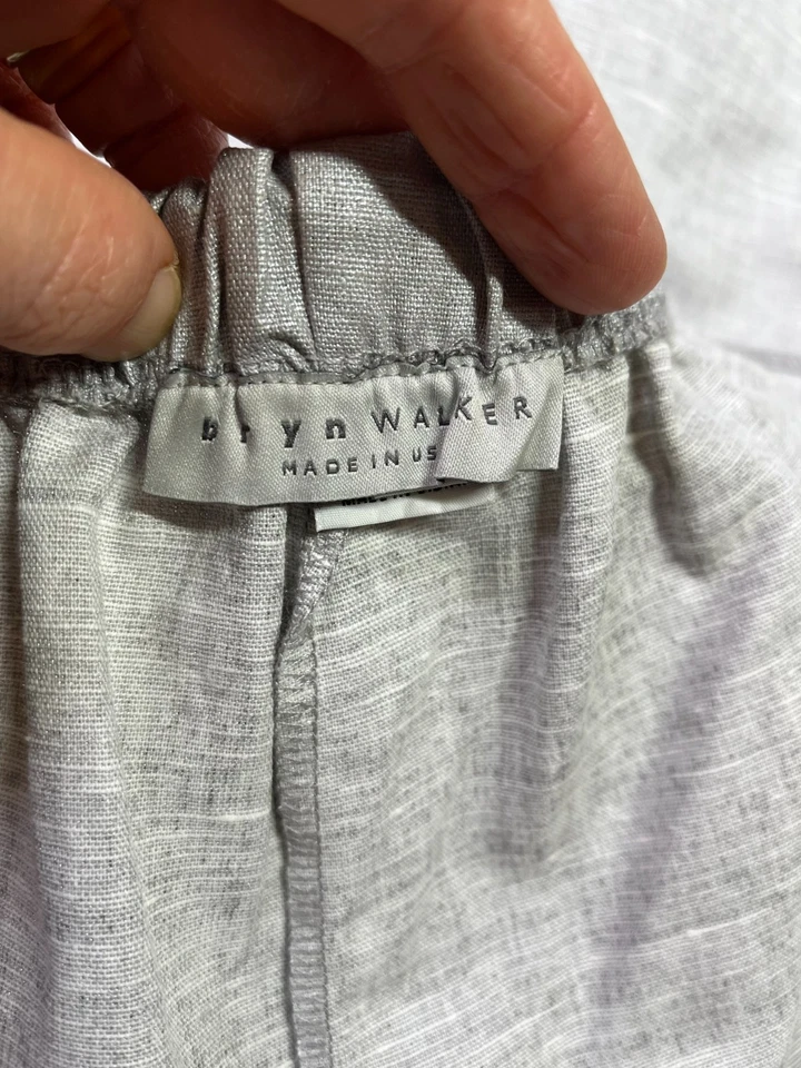 Pantalones linterna Bryn Walker talla grande 1X gris plata mezcla de lino Foto 2 de 4