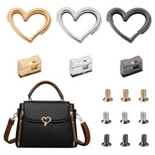 3 Sets Heart Purse Turn Lock Clutches Closures Metal Twist Fastener Bag DIY