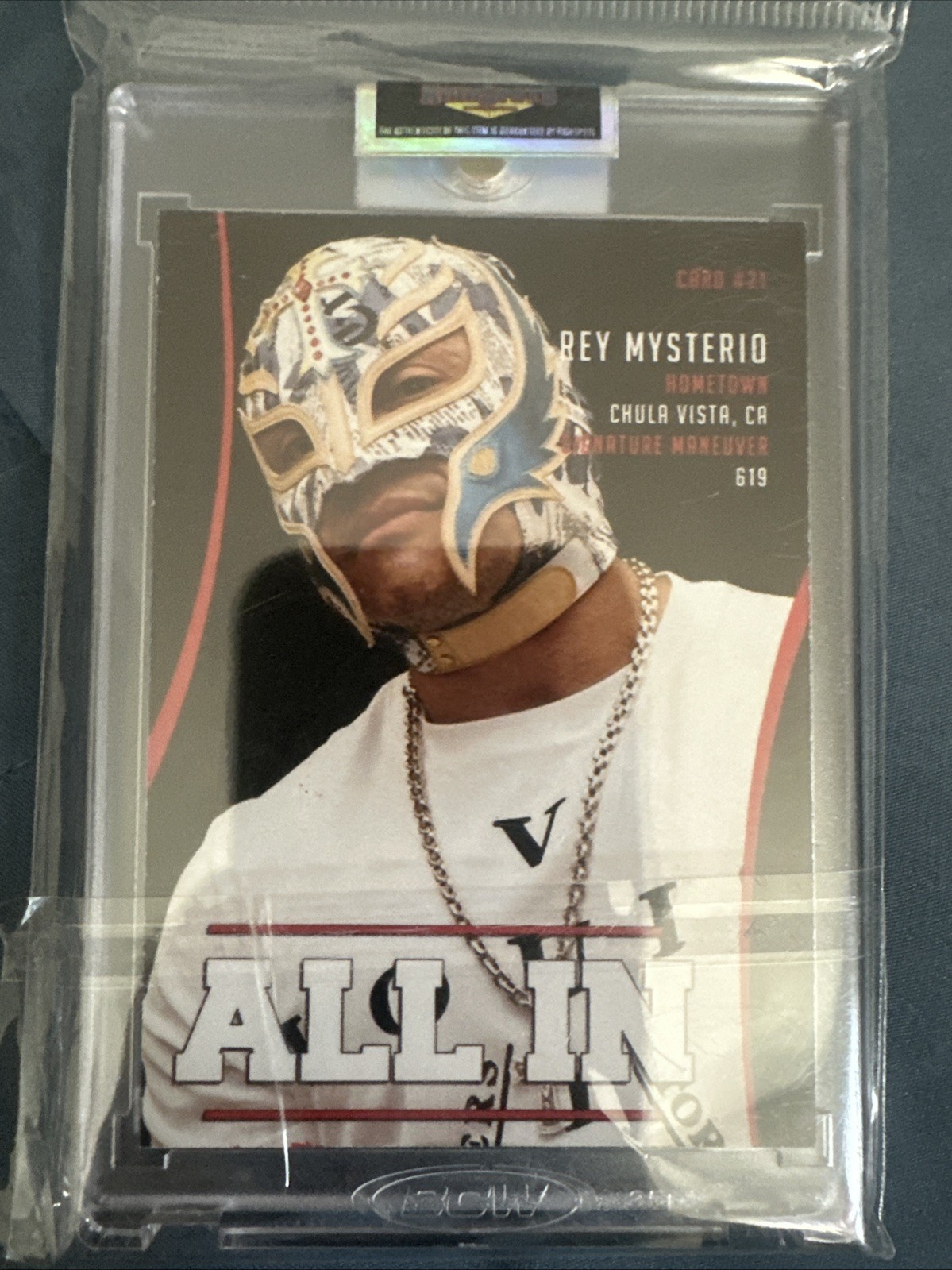 REY MYSTERIO JR ALL IN 2018 Wrestling Card AEW WWE Auto Is Less Than Perfect ￼ view 4