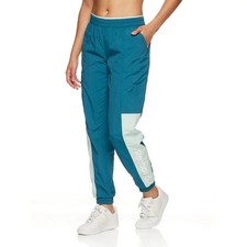 Reebok Womens Teal Colorblock Nylon Mesh Lined Track Pants Joggers S