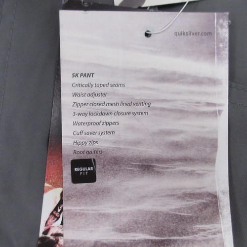 Quicksilver Snow Pants Mens XL Utility 5K 5.000 mm Gray Waist Adjuster - Picture 9 of 14