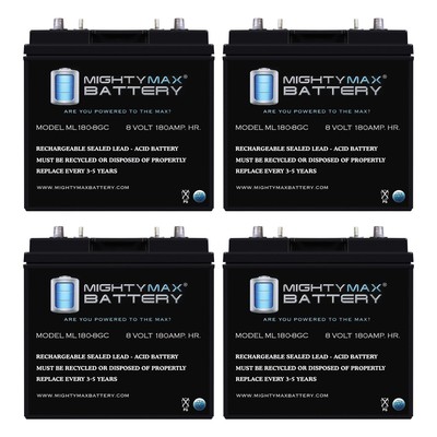 Mighty Max 8V, 180Ah, AGM, Dual Terminal, Battery Replaces Rocket L-875 - 4 Pack