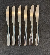 6 Six Dinner Knives Solid Robert Welch DETA Satin Stainless China Veevers 9 5/8"