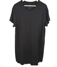 Stars Above Crew Neck Sleep Shirt Short Sleeve Dress Soft Black Womens L NEW