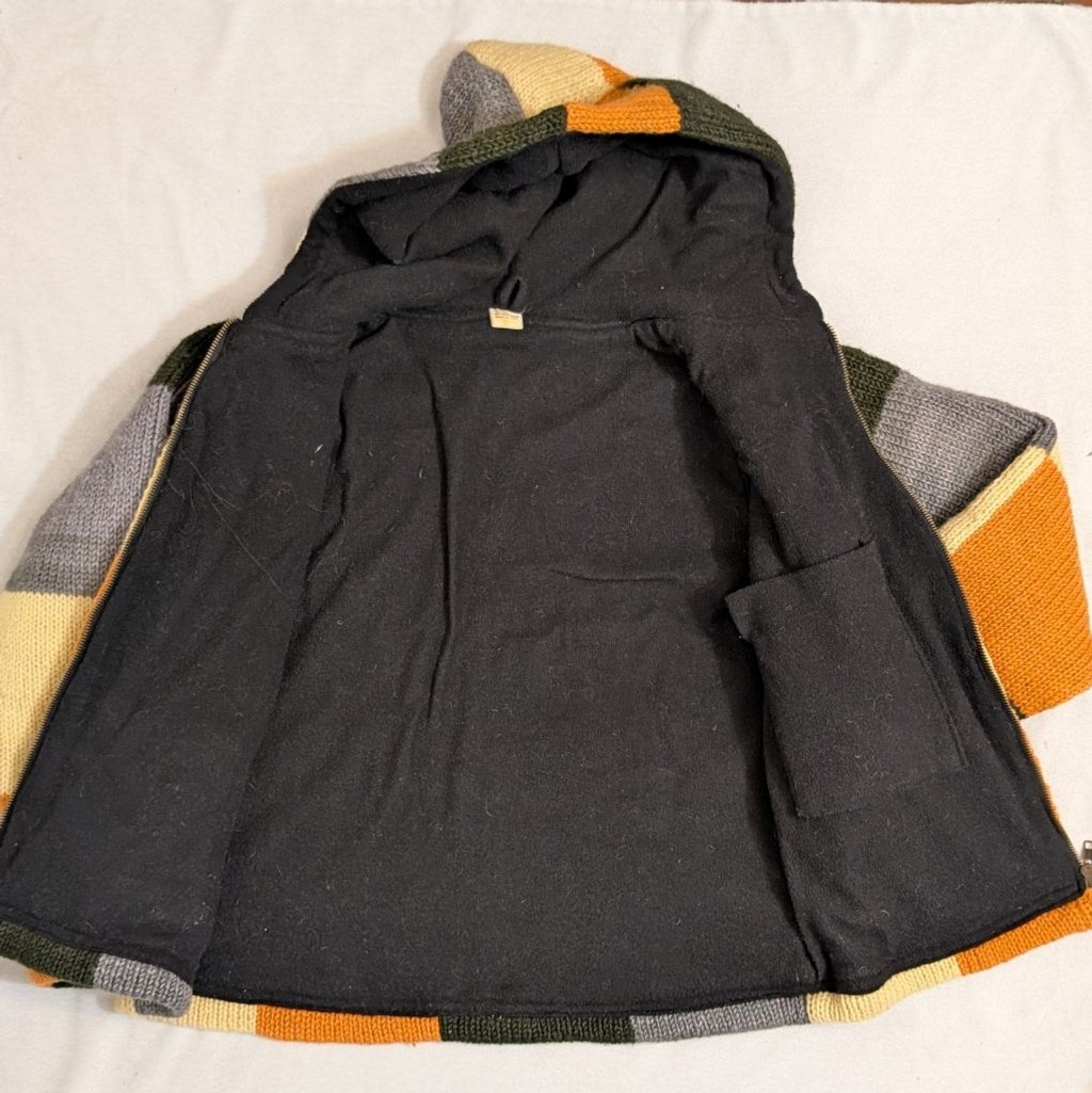 Handmade Wool Patchwork Hoodie Jacket Fleece Line… - image 3