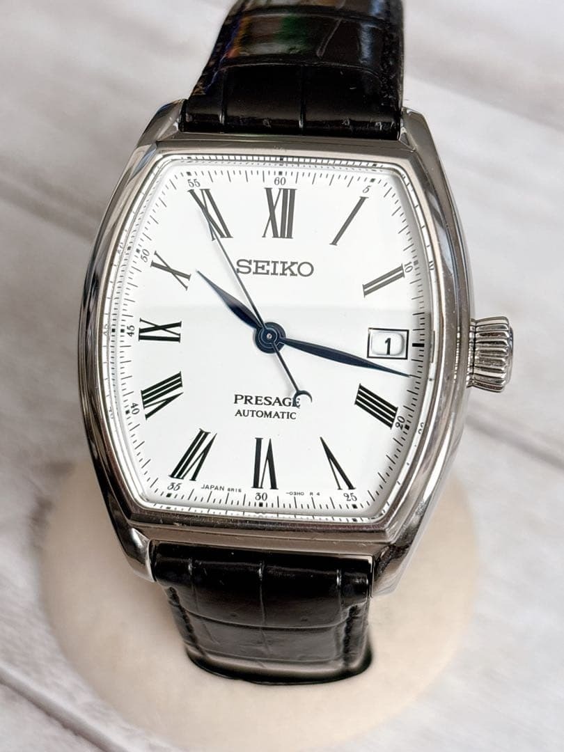 【極美品】SEIKO セイコー プレザージュSARX051/6R15-03T0 Seiko Presage SARX051 Automatic Watch 6R15 Date White Dial Leather