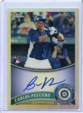 2011 TOPPS CHROME #219 CARLOS PEGUERO AUTO REFRACTOR ROOKIE RC #253/499 MARINERS