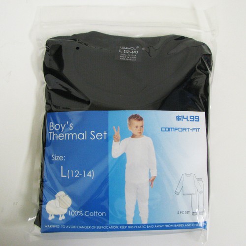 Boy's Thermal Set Waffle Knit Long Cotton Underwear 2 PC Set:Top & Bootom, Sizes - Picture 9 of 15