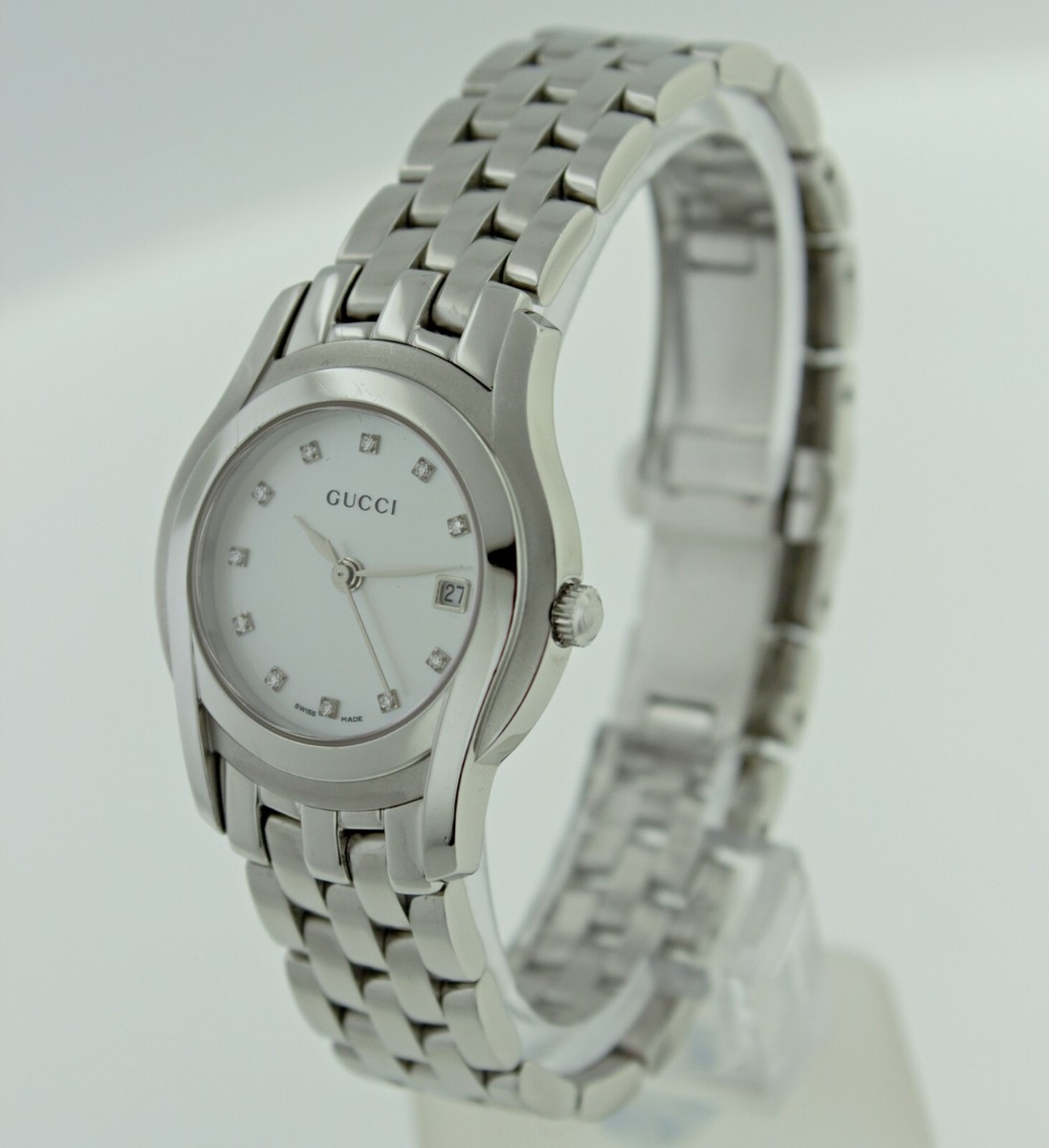 Gucci 5500L Stainless Steel MOP Diamond Dial Ladies Watch | eBay Gucci 5500L Stainless Steel MOP Diamond Dial Ladies Watch | eBay