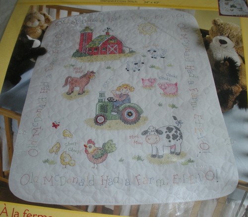 Bucilla On The Farm Crib Cover Stamped Cross Stitch Kit-34"X43" 45567 - Picture 2 of 3