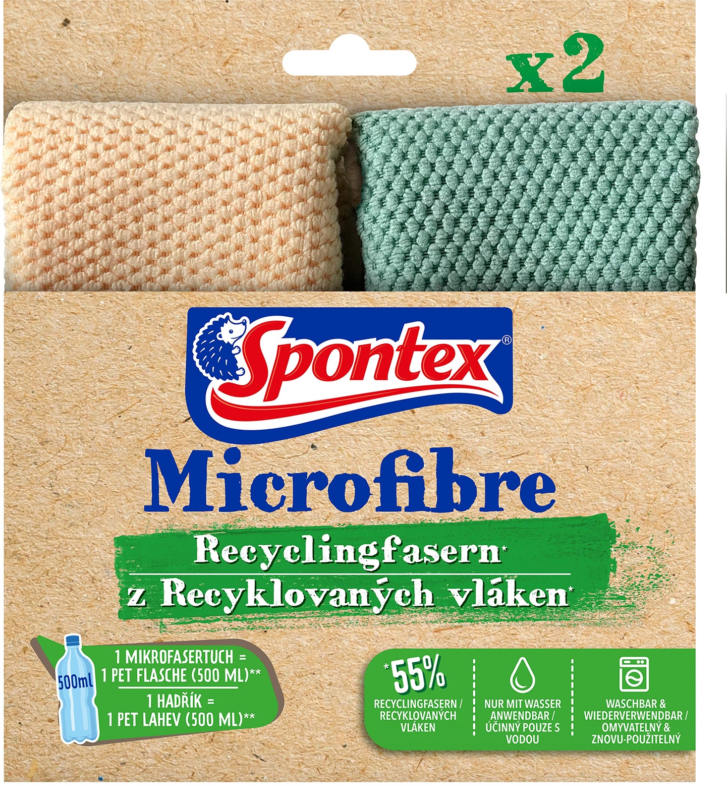 Spontex Microfibre Recyclingfasern x2 NUOVO