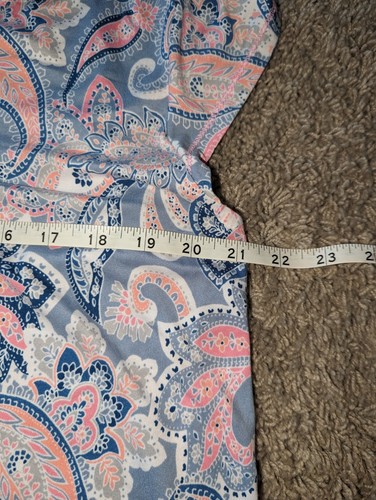 Ellen Tracy - L Blue Pink Paisley Soft Blouse Large Top - Picture 7 of 8