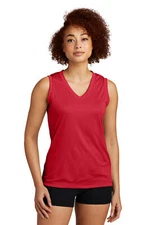 Sport-Tek LST352 Women's Sleeveless V-Neck T-Shirt Moisture Wick Performance Tee
