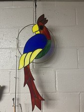 Vintage Stained Glass Bird 29  X12  Sun Catcher Handmade Local Artist Colorful Lg