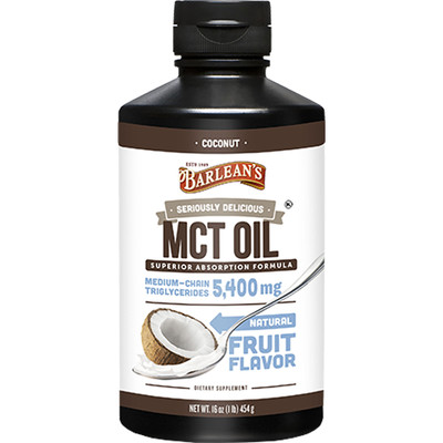Seriously Delicious MCT Oil Coconut 16 oz by Barlean s, Brand New