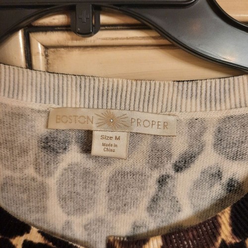 Boston Proper Leopard Embellished Cardigan - Size Medium - Picture 3 of 4