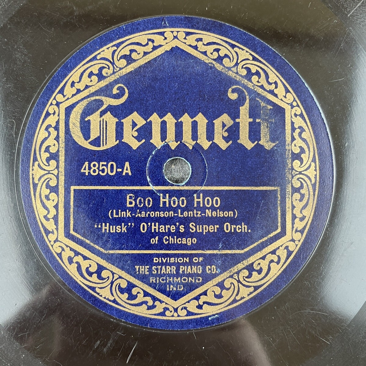 HUSK O'HARE'S SUPER ORCH Boo Hoo Hoo / Tiger Rag 78 Gennett 4850