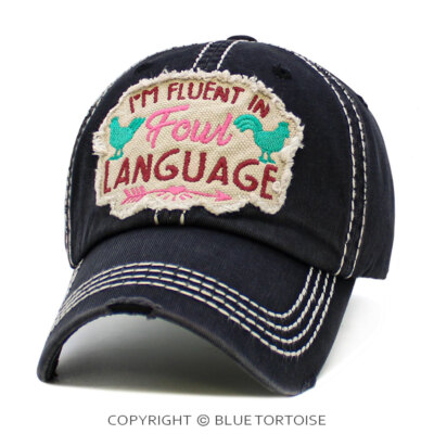 Colors Fluent in Fowl Language Distressed Style Baseball Hat Cap Mom Gift