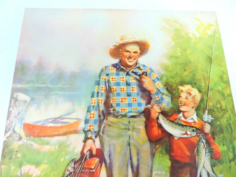Litografía We Pals Go Fishing 8X10 James McKell 1719 impresión artística calendario EE. UU. Foto 2 de 4