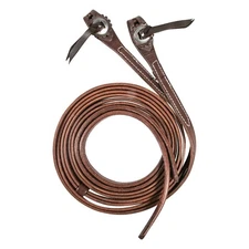 Western Brown Leather 96" Long Split Reins with Slotted Conchos 
