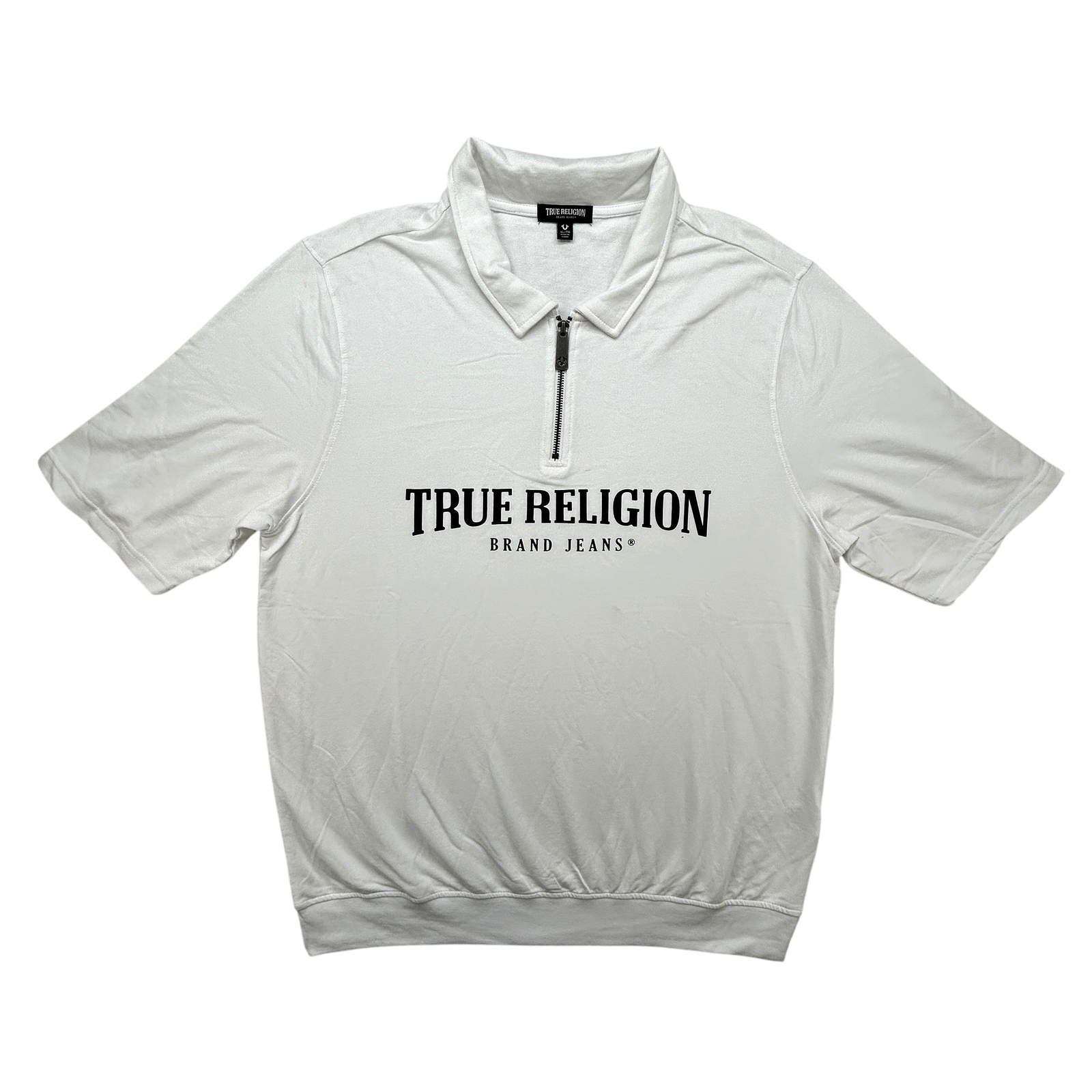 True Religion Shirt Mens XL Polo Zip Collar Short Sleeve Brand Jeans Top