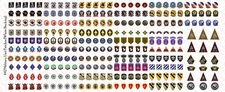 1/18 Scale Waterslide Decals: US Military Unit Patches on White Backing